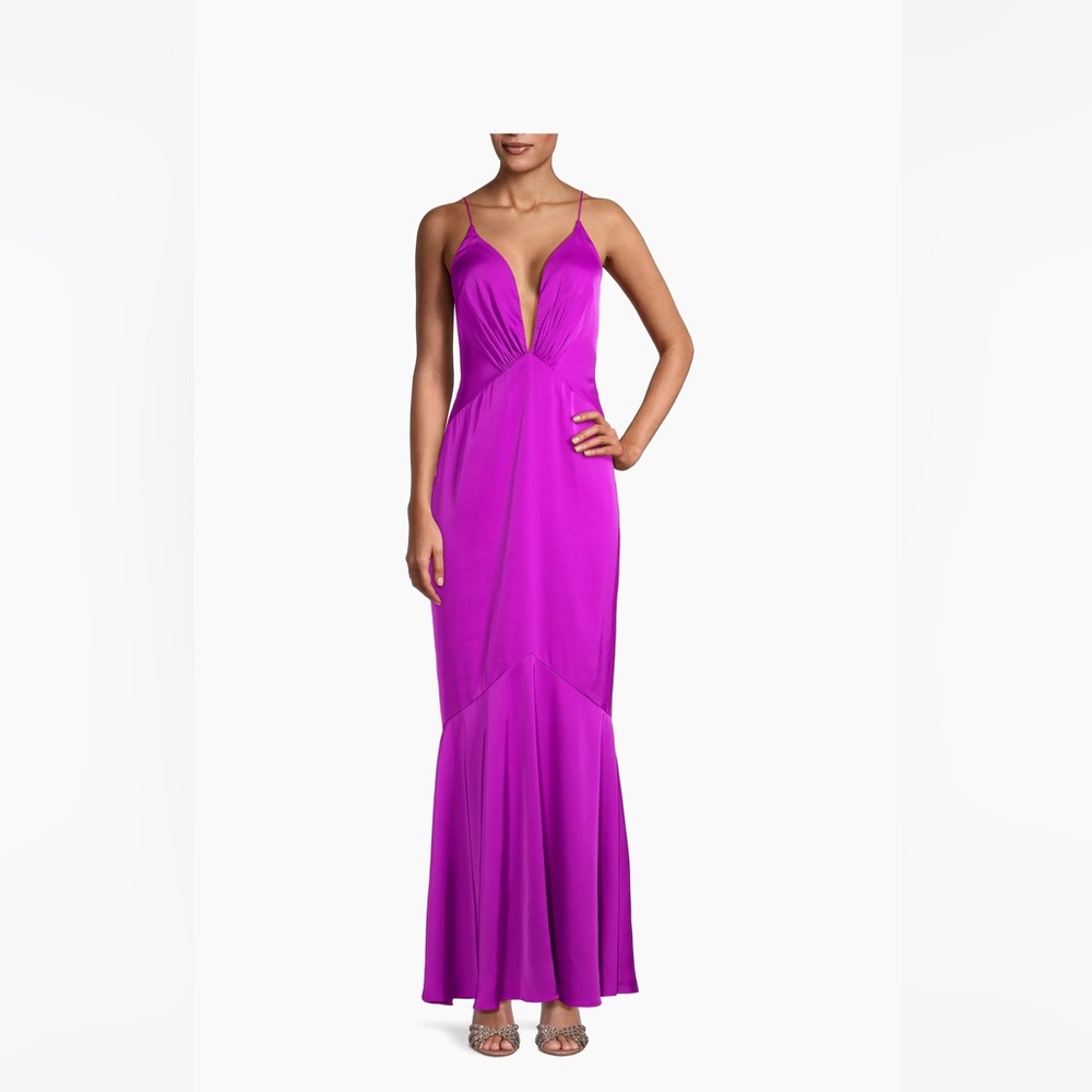 Liv Foster Satin Mermaid Gown - Wild Orchid NWT